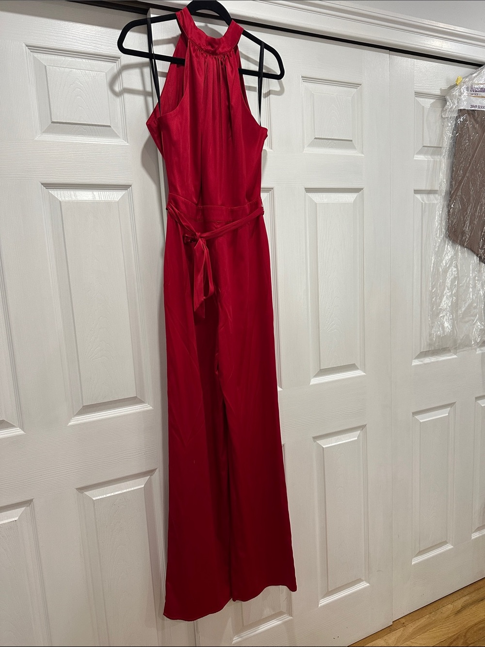 bebe Red Halter Neck Jumpsuit
